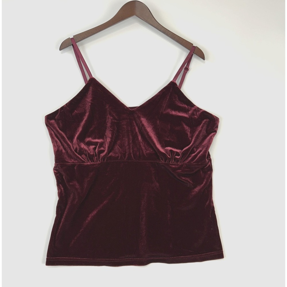 Vintage Chadwicks Womens Velvet Babydoll Tank Top Size XL Red Vampy Femme Fatale